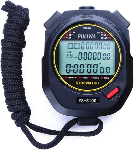 Stopwatch Timer Lap Split Digital Stopwatch with Clock Calendar Alarm, Large Display Stop Watch for Sports Kids Coaches Swimming Running