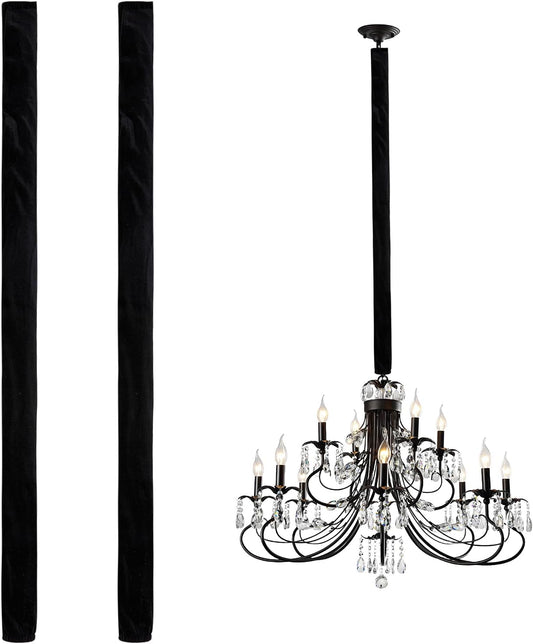 2 39.4 inches NICENEEDED PCS Chandelier Fabric Cord Cover, Black Chandelier Chain CoverChain Cable Sleeve, Velvet Cloth
