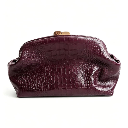 CUXVA Women's large Evening Bag Dumpling Clutch Purse Chain Strap Handbags Elegant Faux PU Leather Clutch Bag