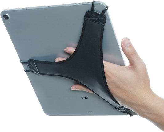 TFY 12.9" Hand Strap Holder Finger Grip with Soft PU, Compatible with iPad Pro and More (Black)