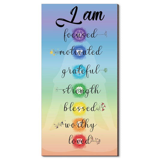 Blulu Chakra Quotes Sign Buddha Wall Decor Yoga Zen Wall Art Wooden Spiritual Decor 7 Chakra Hanging Motivational Meditation Buddhism Spa Room Sign for Yoga Living Room Bedroom Bathroom(Love Style)