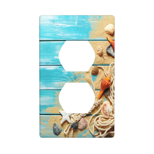 Board Beach Starfish Duplex Outlet Cover Wall Plates Decorate Outlet Covers For Electrical Outlets Switch Plate Decorative Wallplate Plug Cover 4.5 * 2.76 Inch