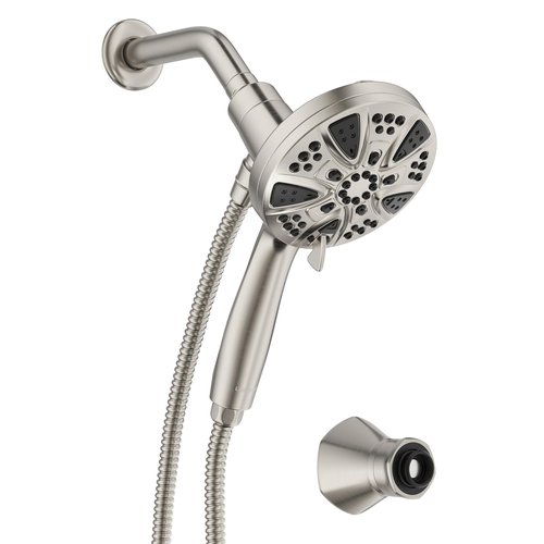 LAVA ODORO Handheld Shower Head with Magnetic Docking System, 10-Function High Pressure Detachable Shower Head, 5-inch Showerhead with 72 Inch Hose, Remote Dock, Brushed Nickel, SH180-BN-D
