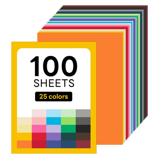 Colored Construction Paper, 100 Sheets Goefun 25 Colors Variety Multicolored Cardstock, 65lb Colored Cardstock 8.5x11 for Crafts & Printing