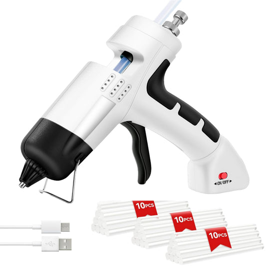 HHDQFTSLG Cordless Hot Glue Gun, Fast Preheating with 2600mAh Type-C Rechargeable Hot Melt Glue Gun, 30 Premium Glue Sticks, Mini Glue Gun Ideal for Crafts, DIY Gift, Repairs(20w)
