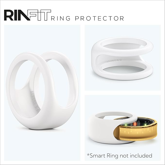 Rinfit Smart Ring Protector - Silicone Ring Enhancer for Active Lifestyle and Gym - StyleFit U.S. Design Patent - White, Size 11