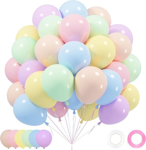 Netnology Pastel Balloons Set - 60Pcs 12 Inch Colorful Latex Balloons for Birthday & Party Decor