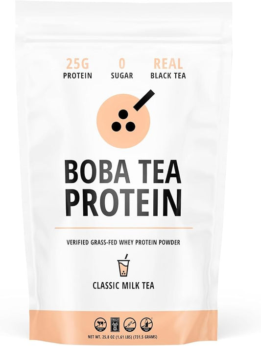 Classic Milk Tea Protein Powder | 25g Grass-Fed Whey Protein Isolate Powder | Gluten-Free & Soy-Free Bubble Tea Protein Drink | Real Ingredients & Lactose-Free | 19 Servings