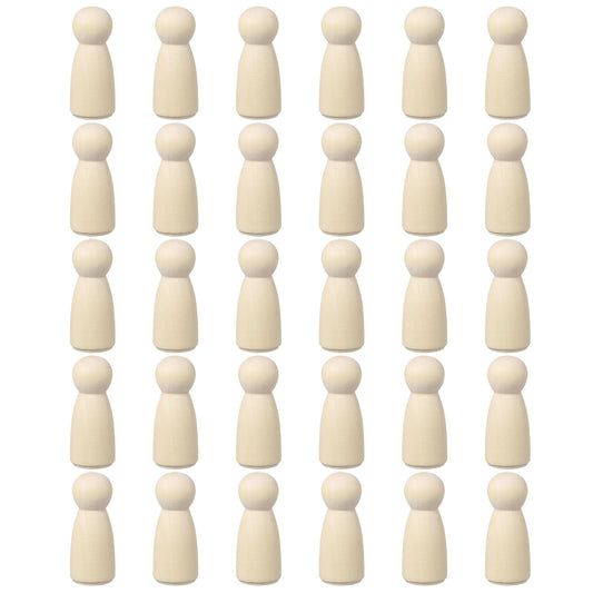 uxcell 50 Pack Wood Peg, 2 Inch Girl-Shape Wooden Peg People, Unfinished Wooden Peg People Bodies Figures for DIY Art Craft Painting