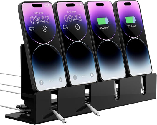CaSZLUTION 4 Cell Phone Stand, Multiple Phone Holder Organizer Stand for Phones, Acrylic Desktop Mobile Phone Docking