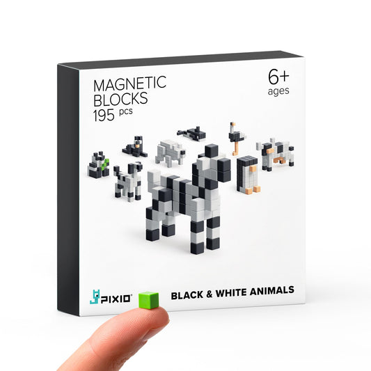 PIXIO Mini Magnetic Blocks & Magnetic Cubes for Kids – Tiny Magnets for Crafts, STEM Building Set, Sensory Learning Toys, Creative Construction Kit with Animal Figures, Ages 6+