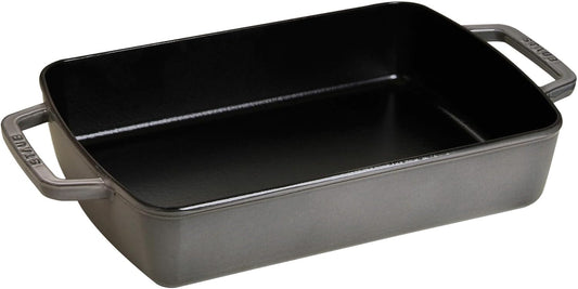 Staub Cast Iron Roasting Pan - 12-Inch x 8-Inch, Graphite Grey | Premium Quality Made in France