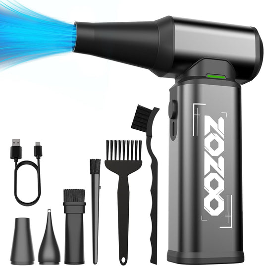 180000RPM Compressed Air Duster, Powerful Cordless Electric Air Duster with Brushless Motor and LED Light, Rechargeable