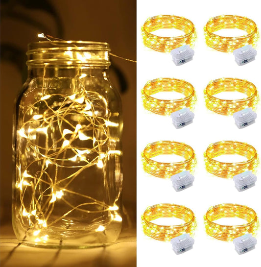 ZGWJ Fairy Lights - 8 Pack Battery Operated 7ft Mini LED String Lights | Warm White for DIY Decor