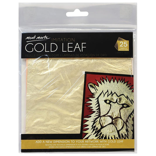 25 Sheets of 14cm x 14cm Imitation Gold Leaf by Mont Marte