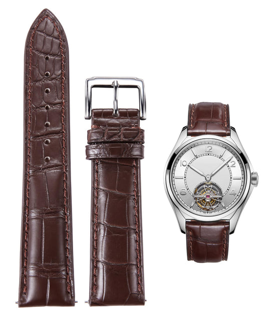 BINLUN Alligator Leather Watch Band Crocodile Grain Leather Watch Straps Quick Release Replacment Classic Vintage Genuine Leather Watch bands for Men Women 21mm Brown with Silver Buckle