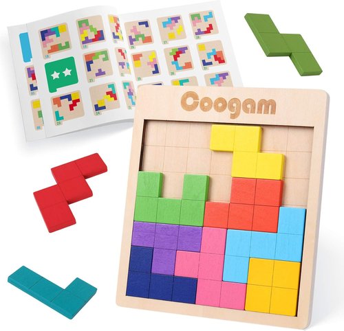 Coogam Wooden Puzzle | 3D Brain Teaser Game with 60 Challenges | Montessori STEM Toy for Kids & Adults