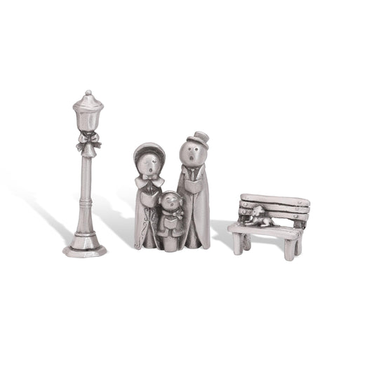 LISA LEONARD DESIGNS Pewter Carolers Christmas Village Collection Christmas Miniature, Festive Village Set Decorations Christian Gift Nativity Scene Add-On for Home