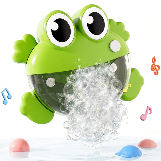 Bonalake Bath Bubble Machine - One-Button Frog Bath Toy with Suction Cup, Fun Bathtub Toy for Toddlers & Kids, Green