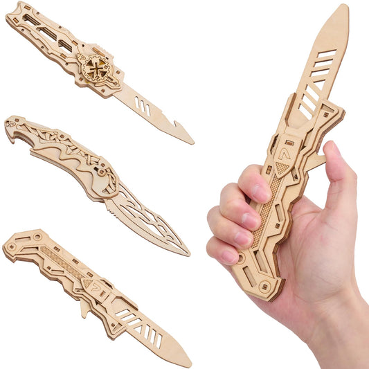 Uplike 3D Wooden Puzzle for Adults: 3-in-1 DIY Wooden Puzzles Knife Kit - 134 Pcs Brain Teaser Mechanical Model Building Toy for Adult Hobby - Wooden Craft Art Unique Gift Idea for Teens Men