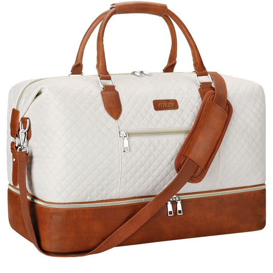 Weekender Bag for Women, Travel Duffel Bag Carry On Overnight Bag with Shoe Compartment Large Nylon Travel Weekend Tote Bag