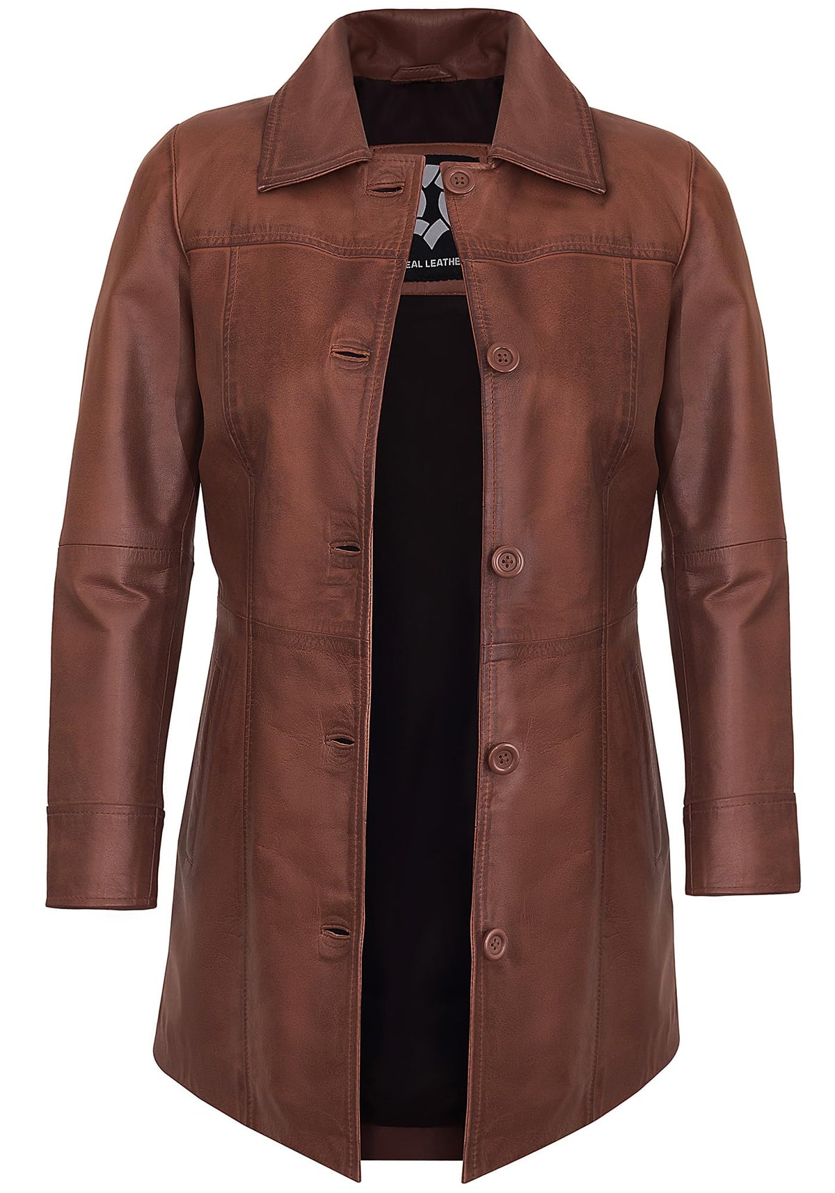 UrbanFocal Real Lambskin Women's Leather Brown Blazer Jackets - Casual Leather Jacket Women | [101003504] Kandis Cognc, L