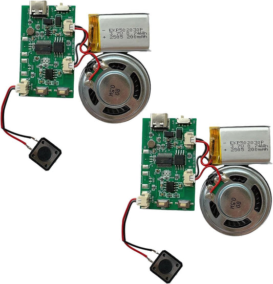 YJIPOWA 2PCS Programmable 16 Music Sound Recorder Module DIY Module Chip with Speaker Minutes Recording for Holiday