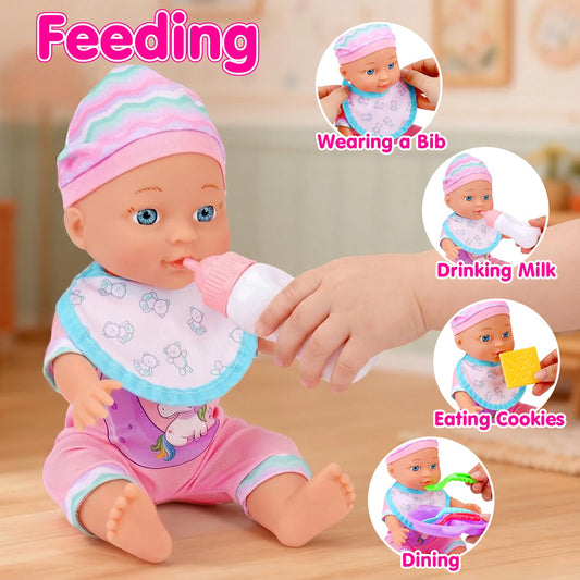 Baby Doll Stroller Set Toys for Girls Toddlers 3-5 4-6 5-7, Baby Doll Playset with 11" Doll, Bathtub and 20PCS Baby Doll Accessories, Baby Stroller Toys for 2 3 4 5 Year Old Girls Birthday Gifts