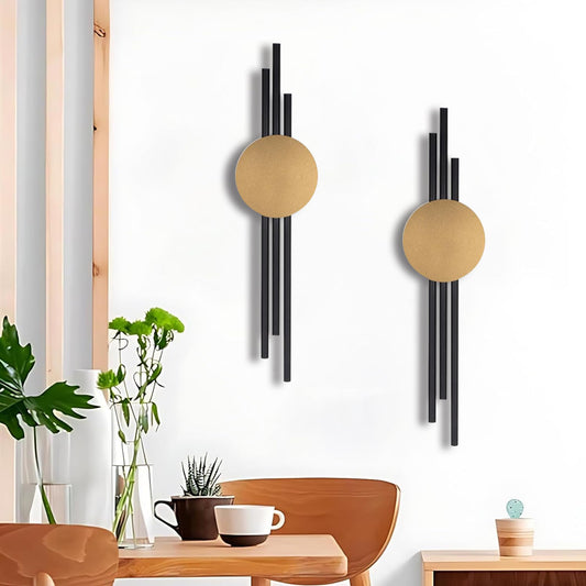 JFUJFU 3d Large Wall Art for Living Room Metal Black And Gold Decor for Entryway & Hallway & Dining Room (Set of 2, 23.5" x 6.7")
