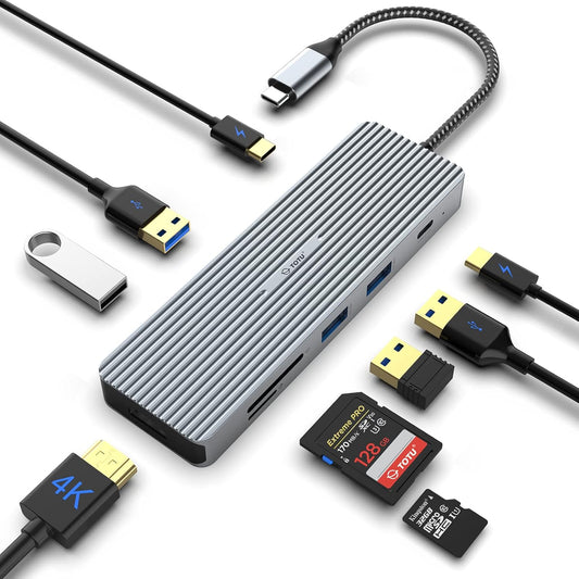 TOTU 9-in-1 4K 3 3.0 Ports,1 2.0 1 Reader,100W USB C Hub, Docking Station Type C Hub with HDMI Port, USB USB Port, USB