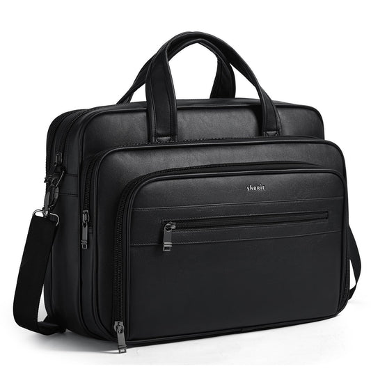 Shrrie Leather Messenger Bag for Men&Women 17 Inch Leather Laptop Bag,Water-Resistant Large Shoulder Satchel Office,Work