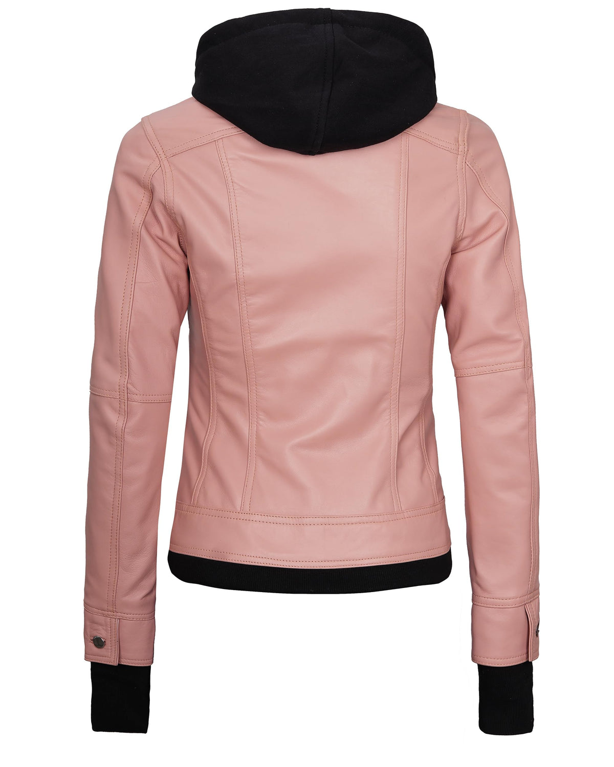 Blingsoul Real Leather Jacket Women- Black Leather Jacket for Women | [1323873] Betty Hooded Pink, M
