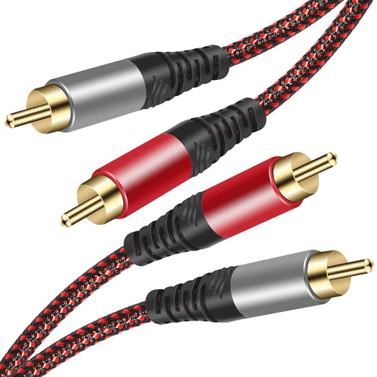 Tiierzon 5Ft,2Rca 2-RCA (5Ft) RCA Cable Male to Male Audio Stereo Subwoofer Cable [Hi-Fi Sound] Nylon-Braided Auxiliary