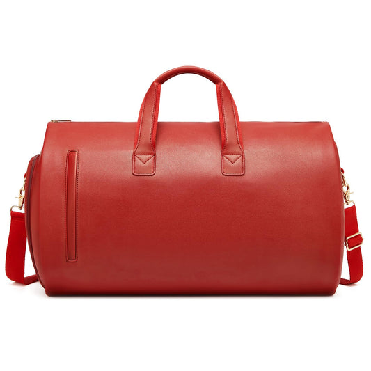 Leather Garment Bag Women, Carry on Garment Bag for Travel Convertible Garment Duffel Bag 2 in 1 Waterproof Foldable Travel Suit Bag Weekender Bag with Shoe Pouch