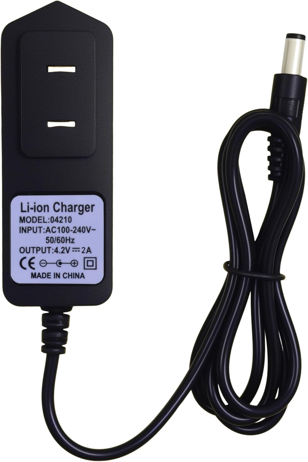 EGOCHALLENGER 4.2V 2A 100-240V 5.5x2.5mm (3FT Lithium Battery Charger Power Supply, AC to DC Adapter with Center