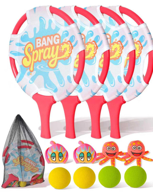 Water Paddle Toss Game for Kids & Family, Floating Beach Paddle Game with 4 Paddles, 4 Animal-Shaped Balls and 2 Round Balls, Pool Beach Toys for Kids, Indoor Outdoor Catch Game for Yard Lawn Sand