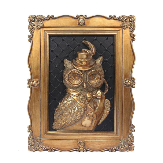 Esvinte Animal Head Vintage Wall Sculpture Antique Wall Decor Hallway Art Statue for Living Room Office Bedroom Gallery,Handmade Gift Aesthetic Design(Detective Owl)
