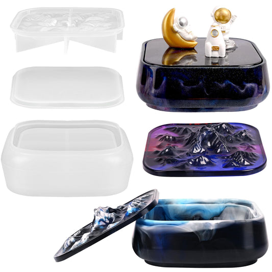 Moukiween Large Storage Box Molds with Lid, Resin Jar Mold, Silicone Box Mold for Storage Jewelry Epoxy Casting DIY Crafts
