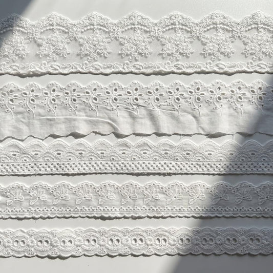 IDONGCAI 10 Yards Lace Trim Set for Sewing & Crafts – 5 Styles Lace Ribbon Bundle, Embroidered Eyelet Lace Trim for Wedding, Baby & DIY Fabric Embellishments(Ivory)