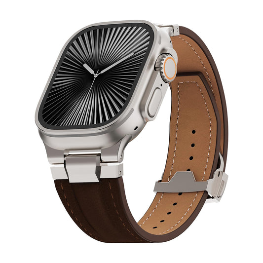 Vintage Genuine Leather Band for Apple Watch Ultra 49mm (2026 Upgrade), Rugged Replacement Strap Compatible with iWatch 46mm 45mm 44mm - for Men Women, Fit Ultra3/2/1, SE 3/2/1, Series11 10/9/8/7/6/5/4