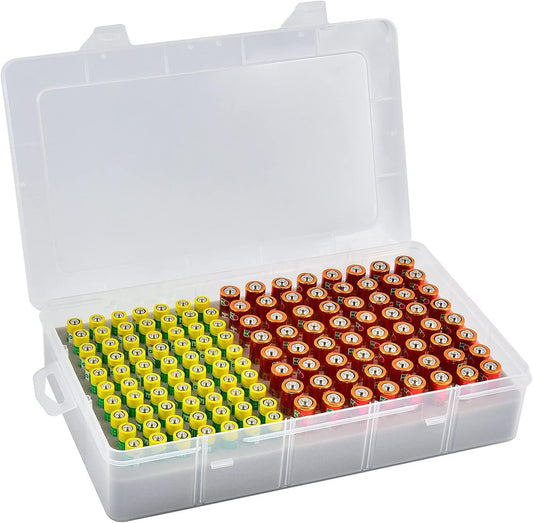 134pcs Xuerdon Battery Storage Organizer Case, Battery Vault Box Holder Container for AA AAA Batteries, Garage