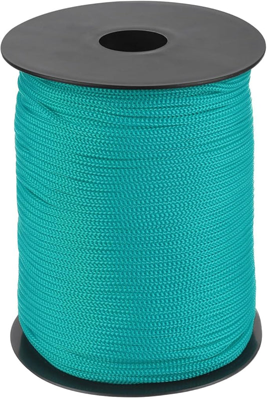 MECCANIXITY 1/8 Inch Polypropylene Rope Braided Ropes, 328ft Nylon Rope Hollow Utility Cord for Clothesline, Camping, Hiking, Outdoor, Peacock Green