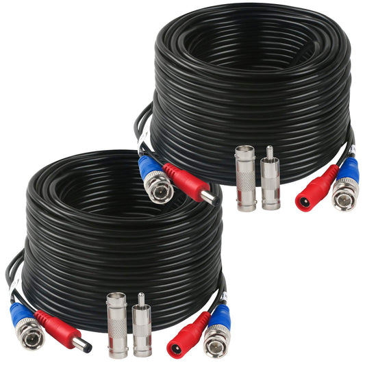 2 Pack 100 Feet BNC Video Power Cable,BNC Extension Wire Video Security Camera Wire with Connectors for CCTV Camera DVR