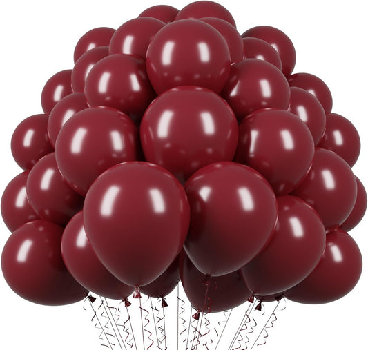 Voircoloria Burgundy Balloons - 110pcs 12-Inch Maroon Latex for Weddings, Birthdays & Celebrations