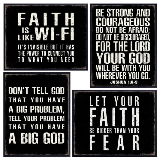Bible Verse Quotes Wall Decor - Inspirational quote Christian Gifts for Men - Christian Wall Art - religious Signs - Scripture Decor - God Decoration - spiritual positive Motivational poster Set