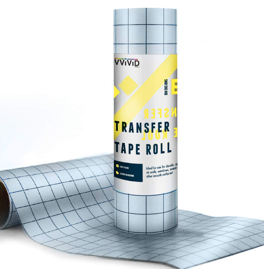 VViViD Vinyl Transfer Tape Roll Clear with Blue Alignment Grid Application Tape for Signs Crafts Decals Medium Tack (12in x 50ft)