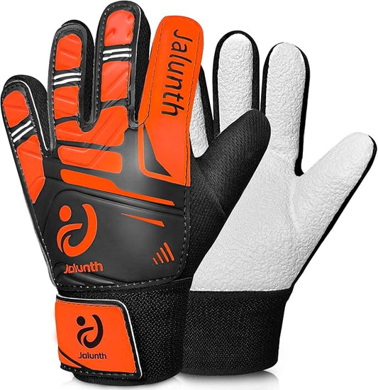 Jalunth Soccer Goalie Gloves Kids Youth Goalkeeper Field Player Gloves Boys Girls Training Grip Goal Keeper Glove Age 4-14 Years Old with Upgraded Anti-Skid Latex Palm