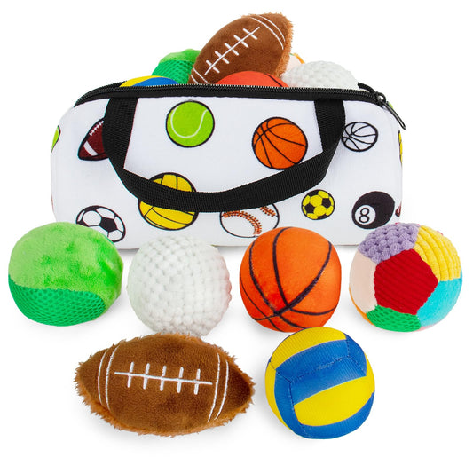 Beetoy Sensory Sports Balls for Infant Toddlers, Baby Toys for Early Education, Different Sensory Tactile Textures Balls with Rattle & Squeakers