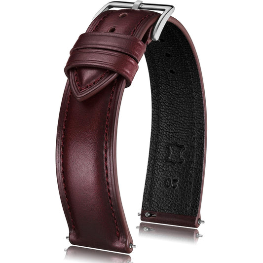Getalia Luxurious leather Watch Band, Top Grain Genuine Leather Vintage Oil Wax, 18mm 19mm 20mm 21mm 22mm Quick Release Replacement Retro Straps for Men and Women, Thick & Soft (Wine Red Width:20mm)