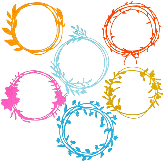 Nuenen 6 Pieces Wreath Die Cuts for Card Making Metal Circle Round Flower Die Cuts for Paper Crafts Border Stencils for Card Making Supplies DIY Craft, 6 Styles